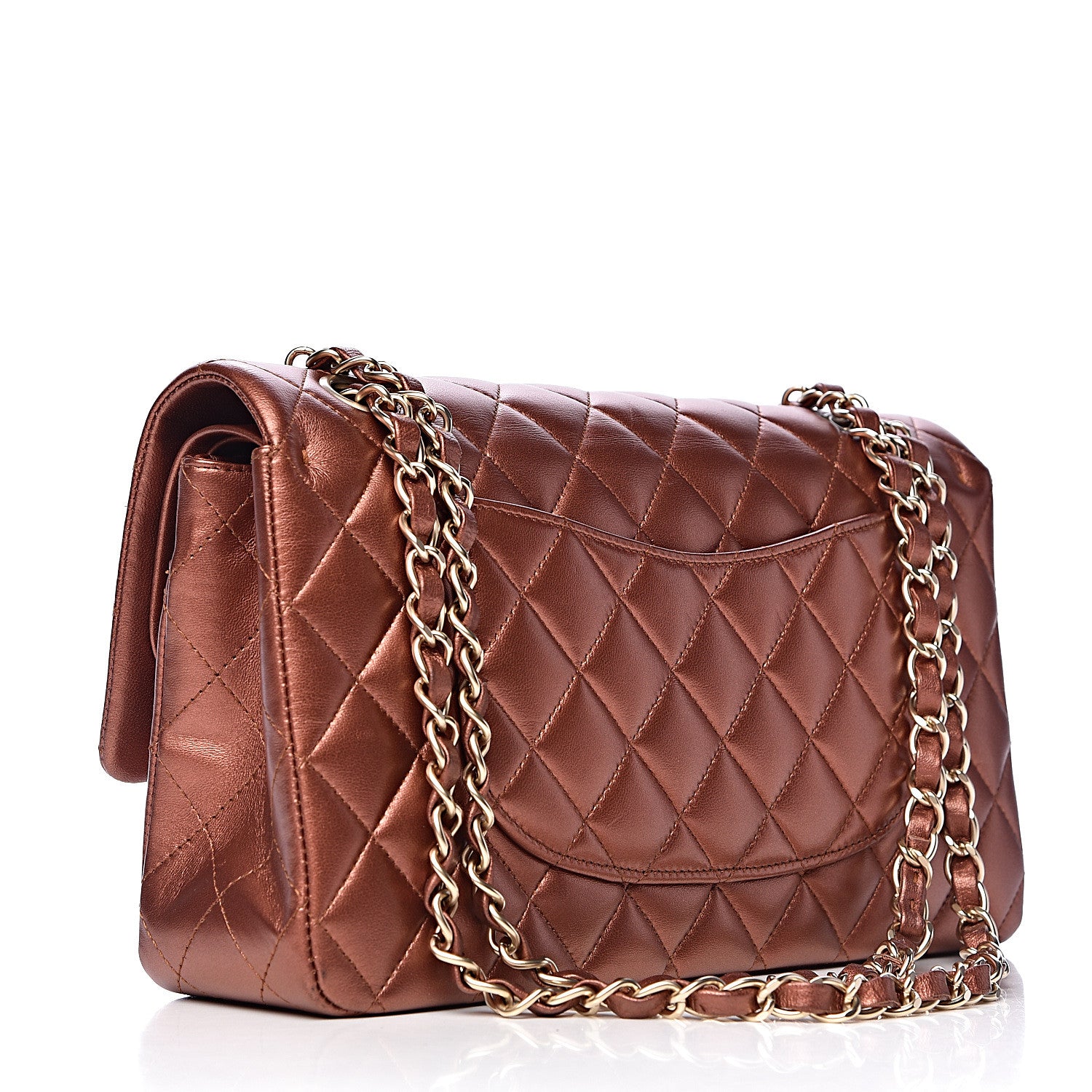 Chanel Metallic Lambskin Quilted Medium Double Flap Bronze 3 of 12
