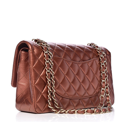 Chanel Metallic Lambskin Quilted Medium Double Flap Bronze 3 of 12
