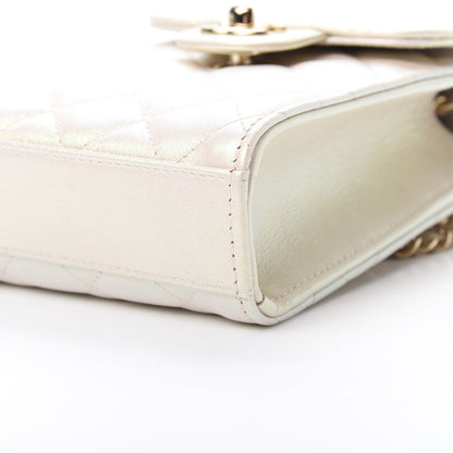 Chanel Iridescent Lambskin Quilted CC Phone Holder Ivory 11 of 12