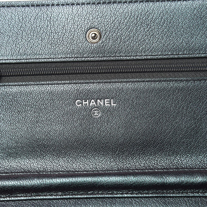 Chanel Iridescent Goatskin Quilted Wallet On Chain WOC Purple 6 of 10