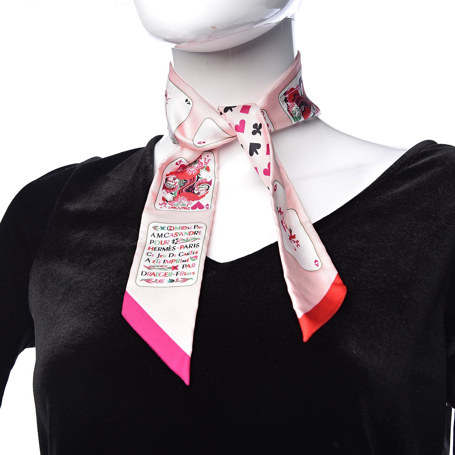Hermes Silk Jeu de Cartes Twilly Rose Nacre Fuchsia Rouge 2 of 5