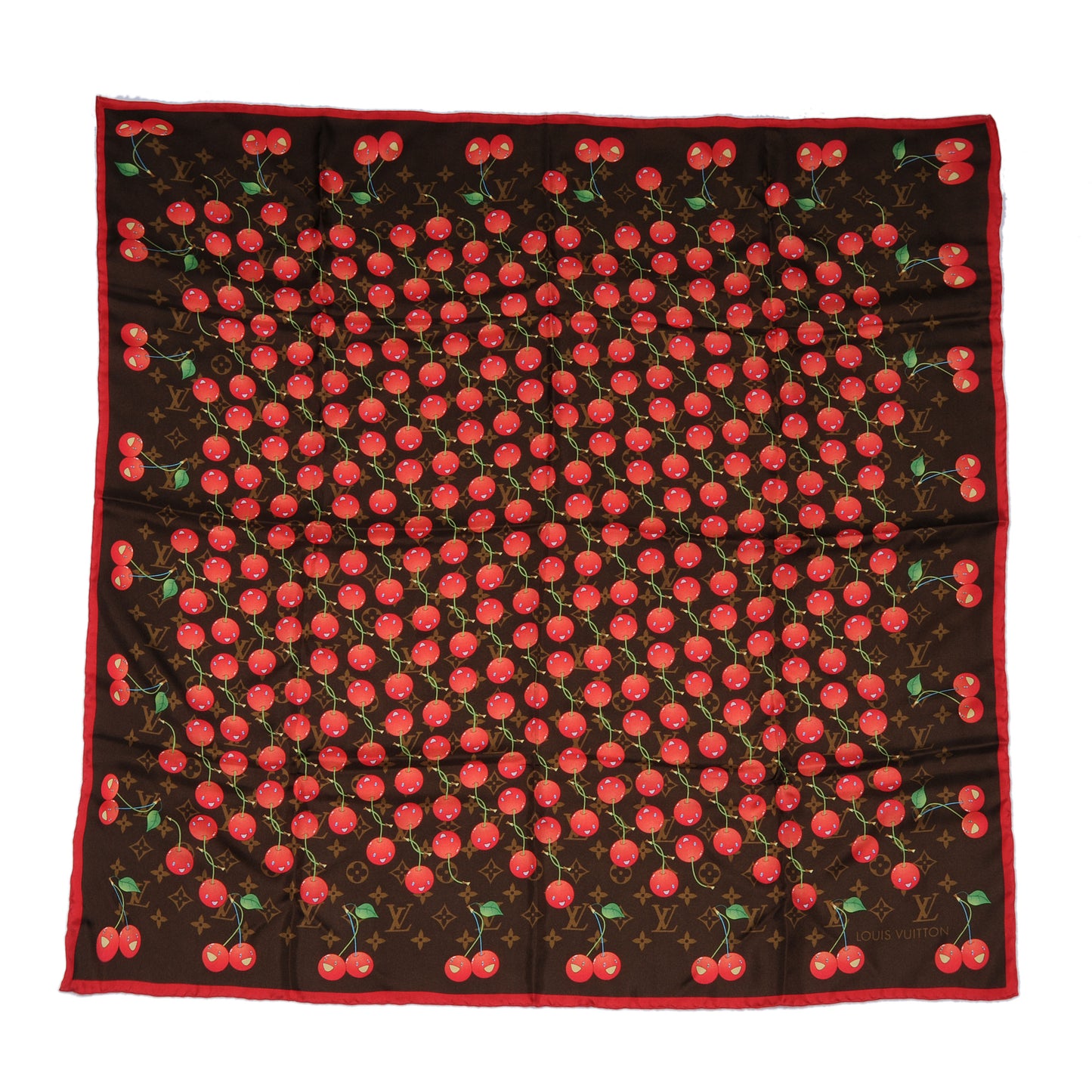 Silk Monogram Cerises Scarf