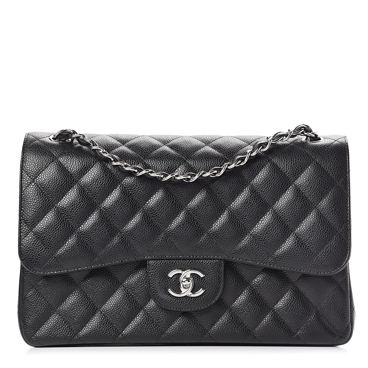 Caviar Quilted Jumbo Double Flap Black