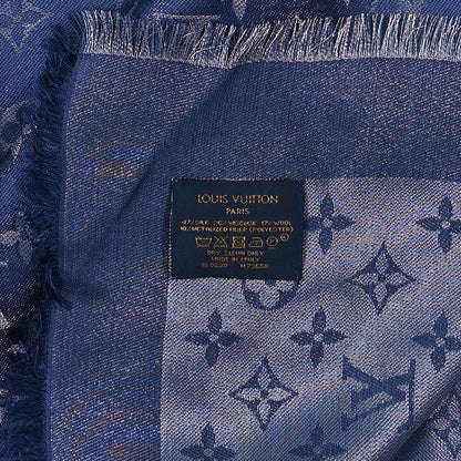Louis Vuitton Silk Lurex Wool Monogram Shine Shawl Bleu Nuit 4 of 4