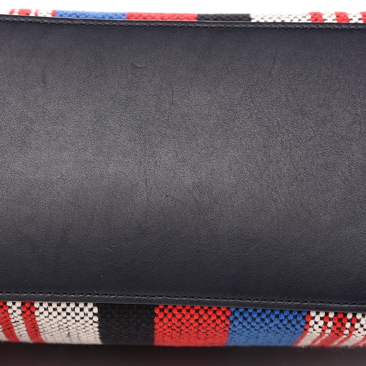 Smooth Calfskin Striped Canvas Micro Luggage Navy Blue