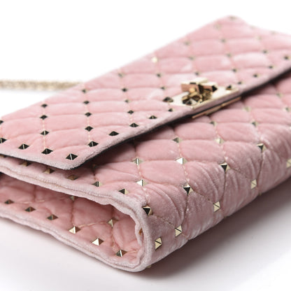 Valentino Garavani Velvet Rockstud Spike Wallet on Chain Water Rose 6 of 10