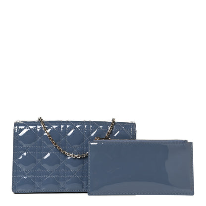 Christian Dior Patent Cannage Lady Dior Clutch Denim Blue 1 of 10