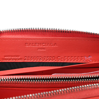 Balenciaga Agneau Arena Nappa Glover Classic Continental Zip Around Wallet Fire Orange 6 of 6