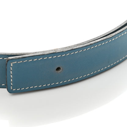 Hermes Chamonix 24mm Belt Strap 80 Blue Jean Natural 9 of 11