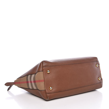 Burberry Derby Calfskin House Check Medium Welburn Tote Tan 4 of 21