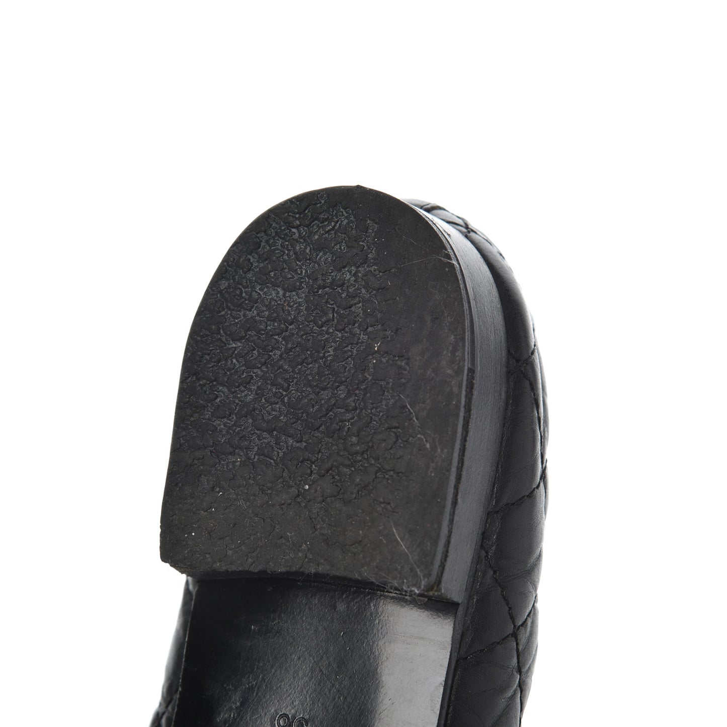 Aged Calfskin Quilted CC Cap Toe Ballerina Flats 36 Black