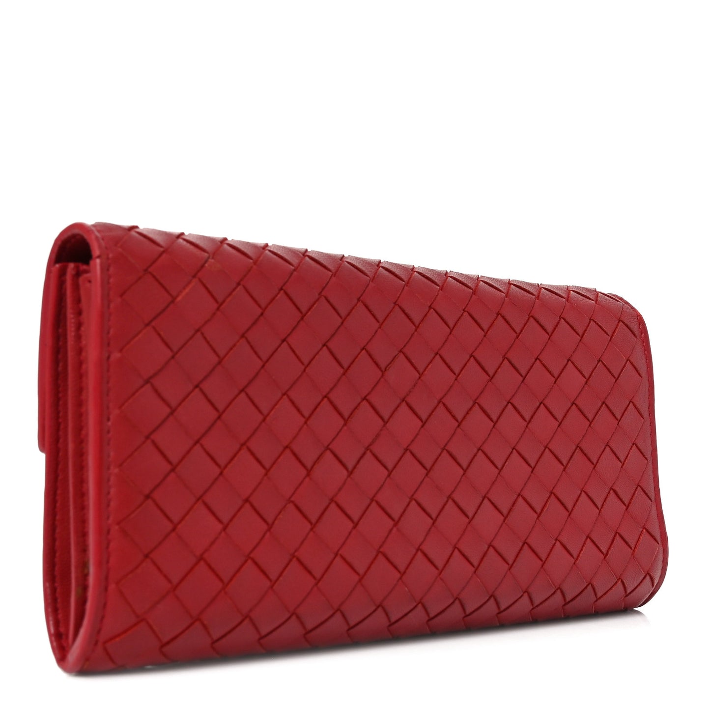 Nappa Intrecciato Continental Flap Wallet Cassis
