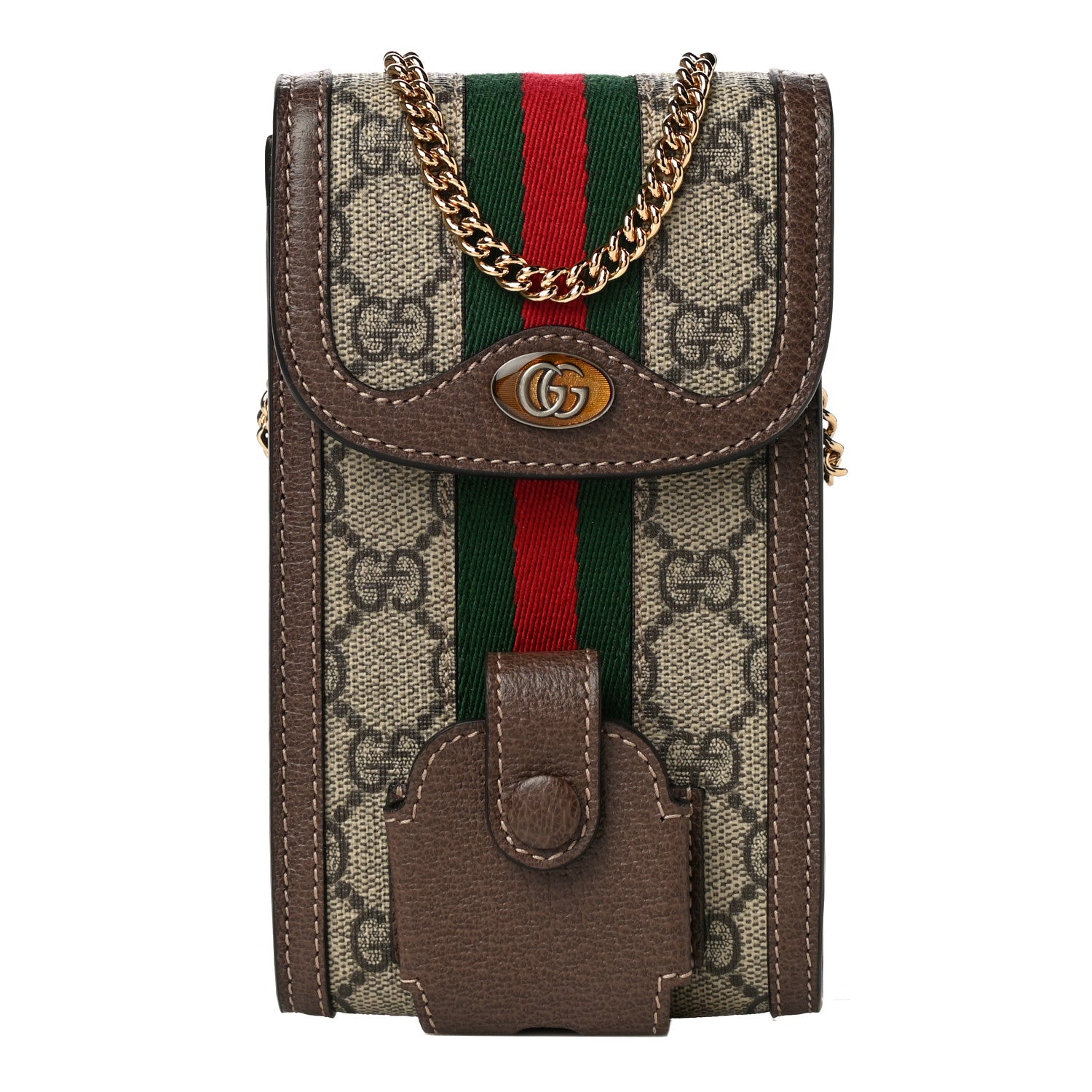 Gucci GG Supreme Monogram Web Ophidia Phone Case Crossbody Beige New Acero 1 of 10