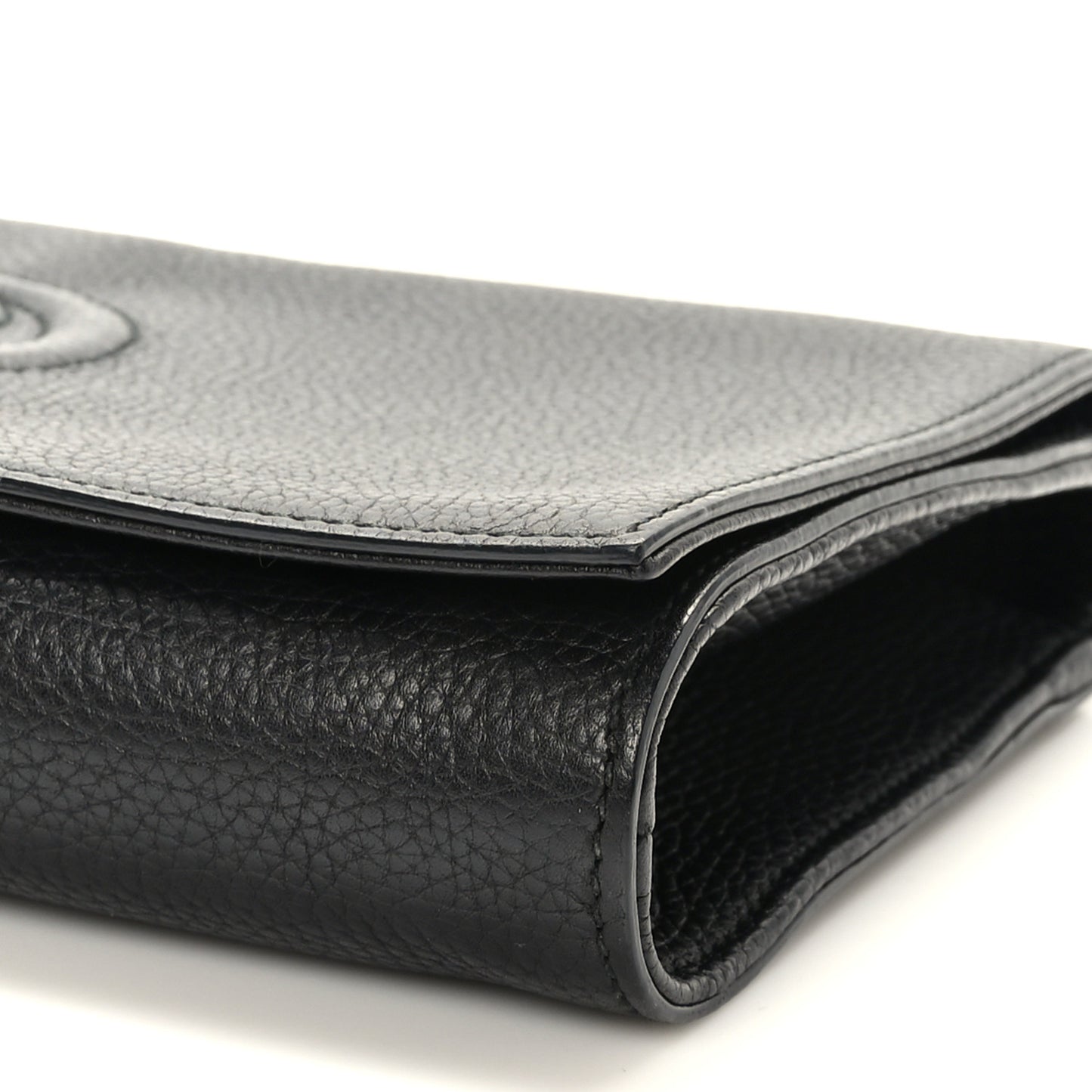 Pebbled Calfskin Medium Soho Clutch Black