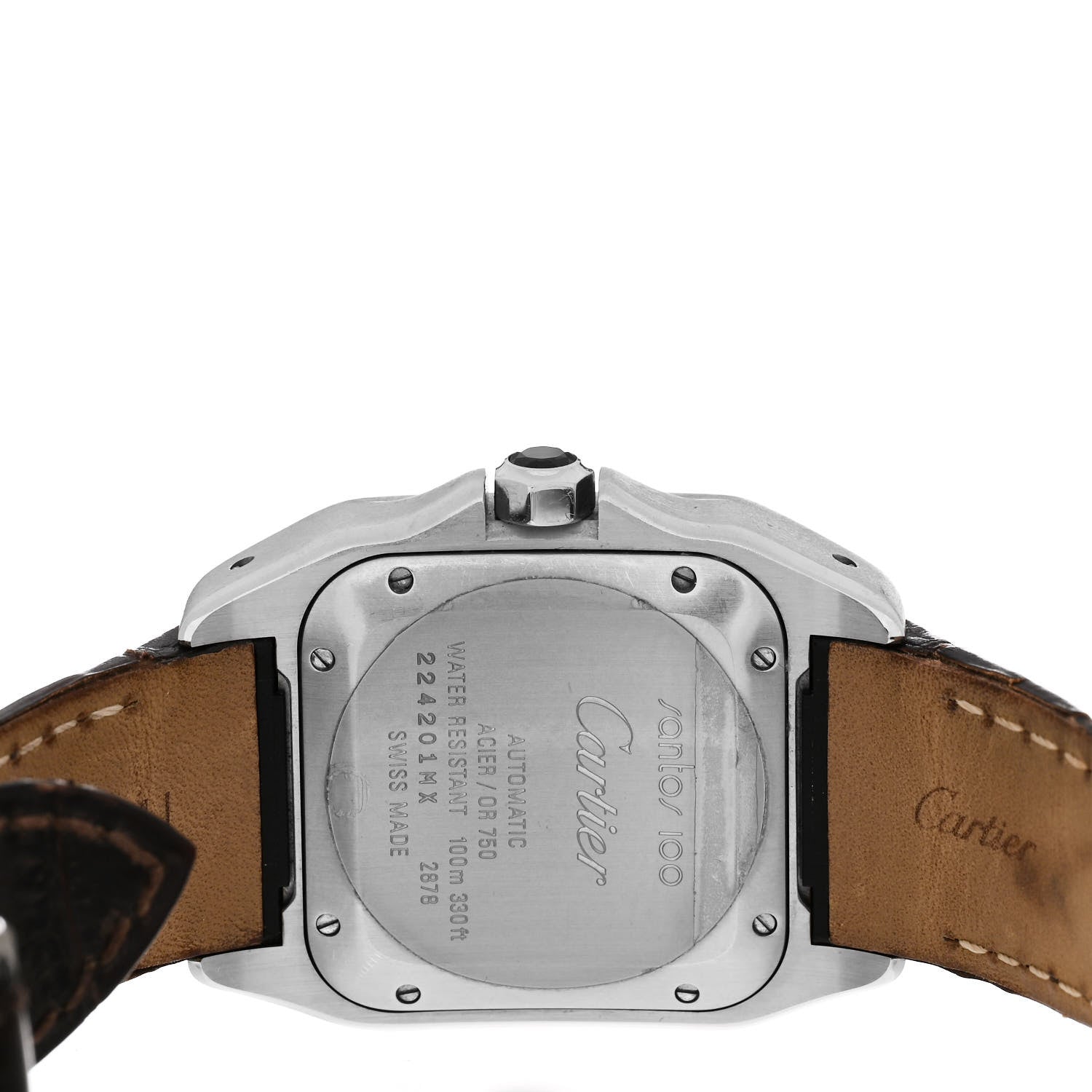 Cartier Stainless Steel 18K Yellow Gold Fabric 33mm Santos 100 Automatic Watch 4 of 4