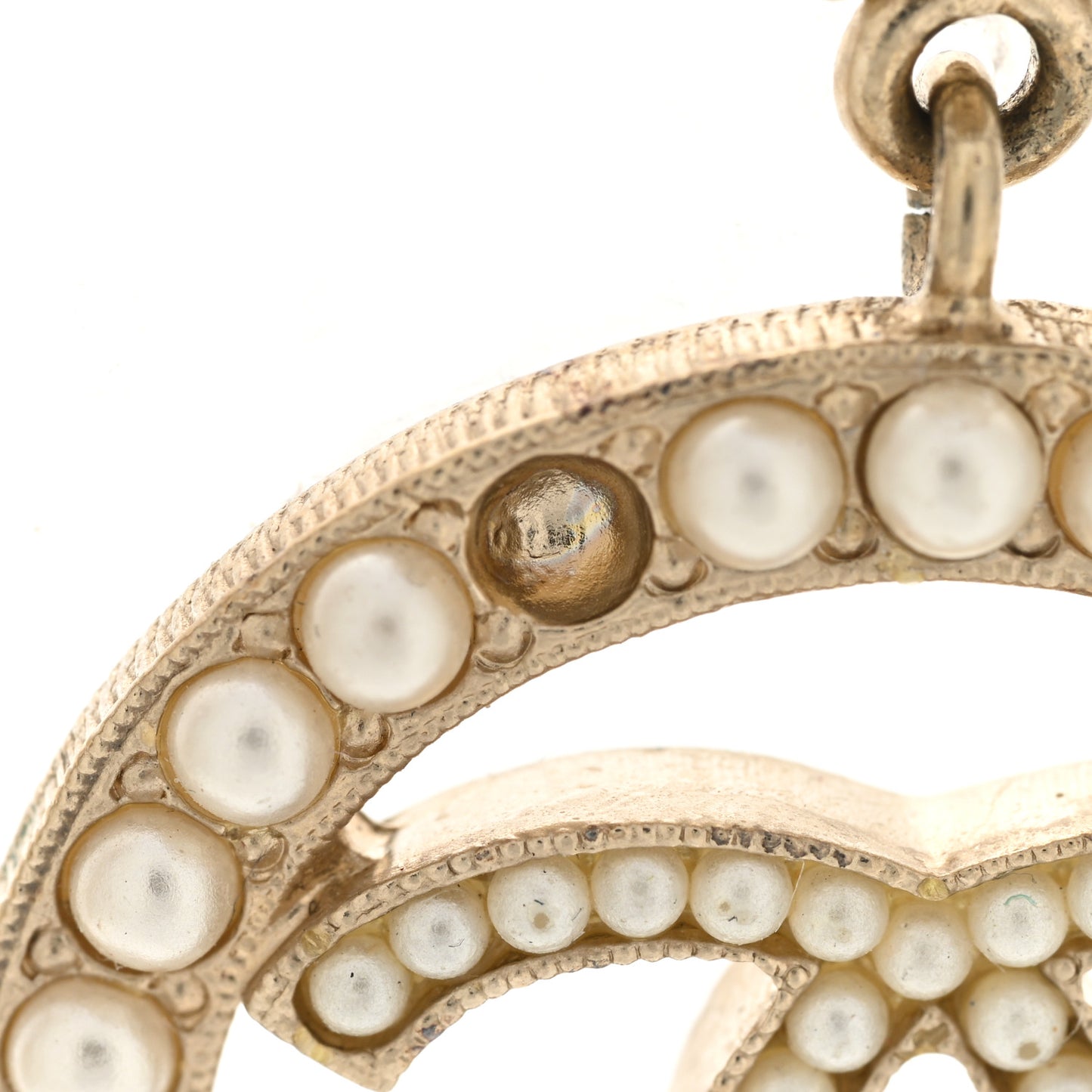 Pearl CC Drop Earrings Light Gold