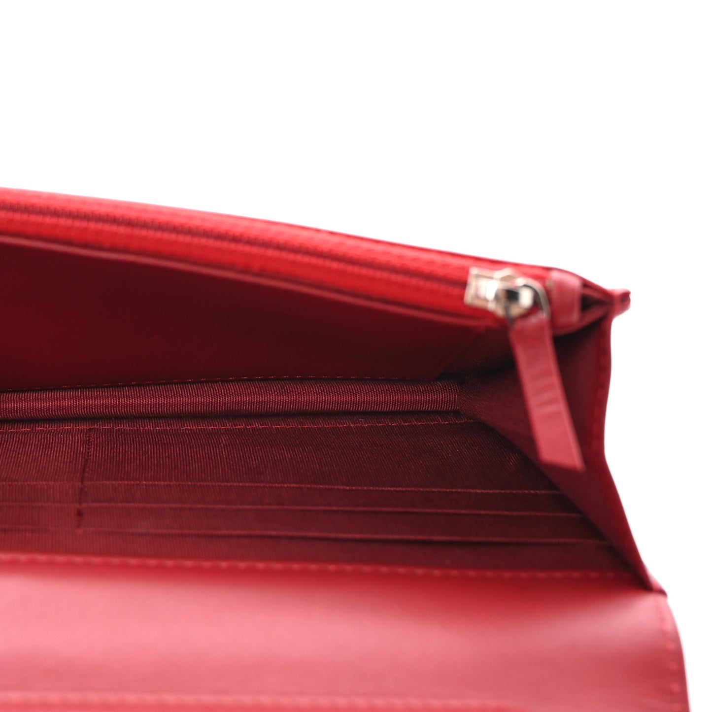 Patent Quilted Brilliant Wallet On Chain WOC Red
