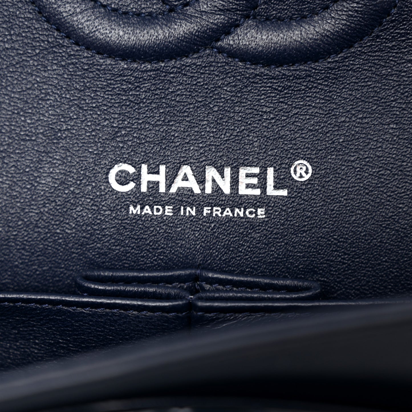 Patent Quilted Medium Double Flap Navy
