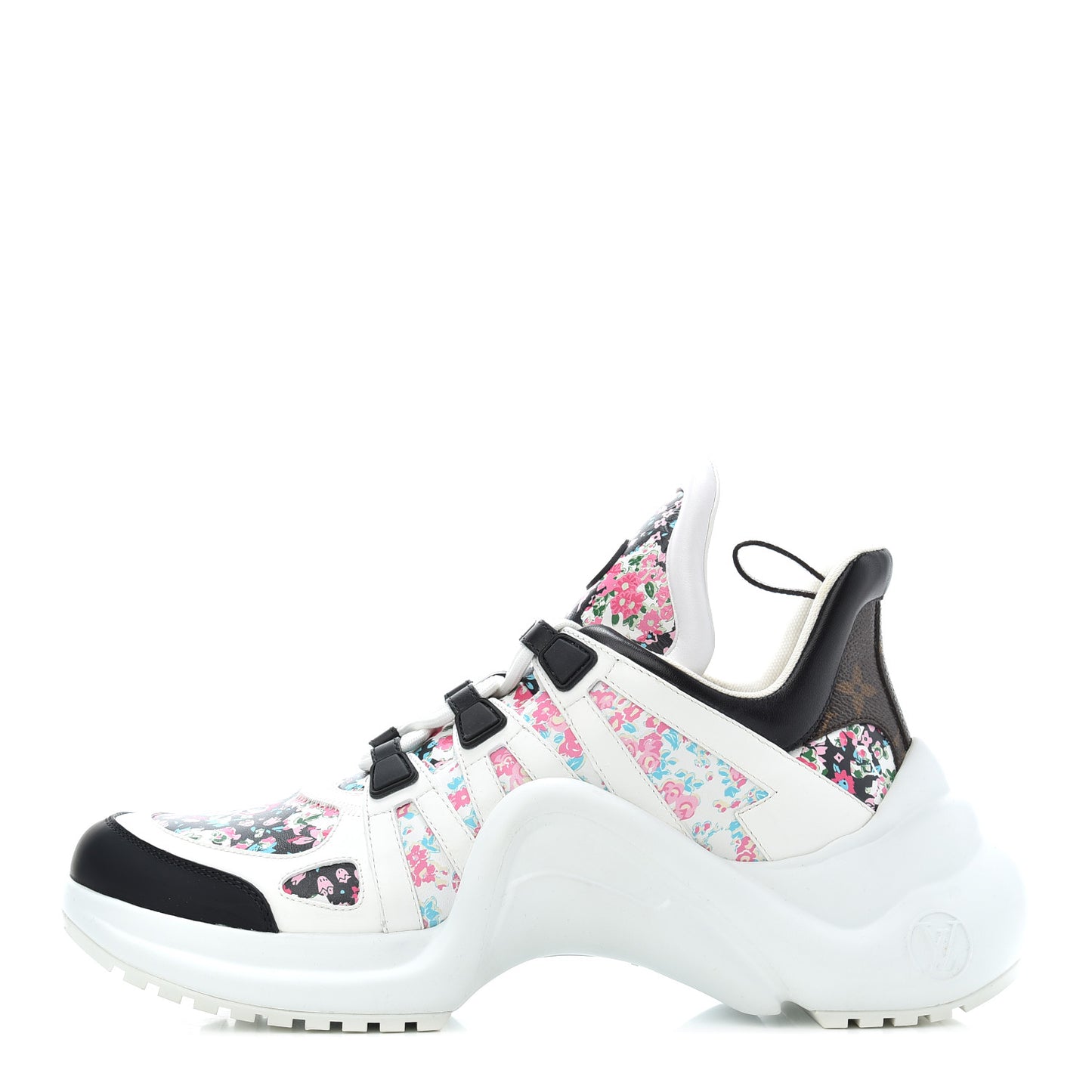 Flower Printed Calfskin Monogram LV Archlight Sneakers 41 Black Rose
