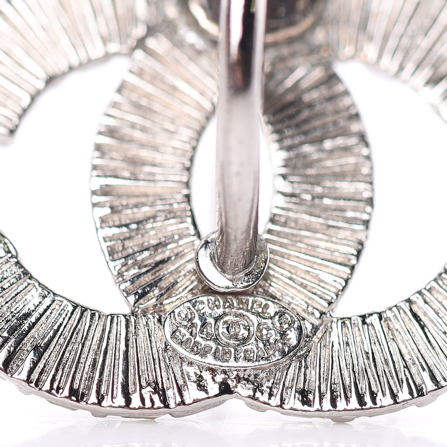 Baguette Crystal CC Dangle Earrings Silver