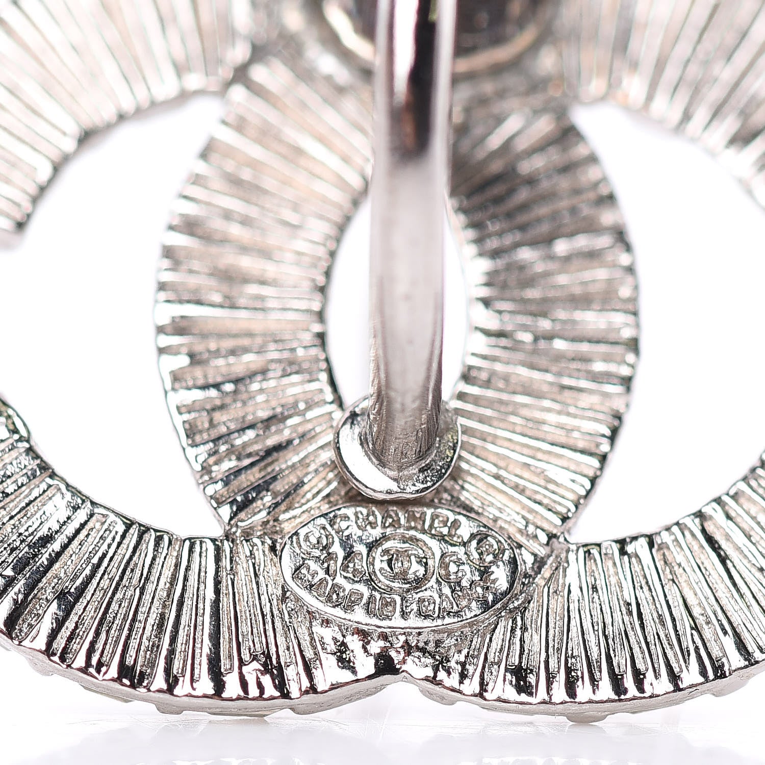 Chanel Baguette Crystal CC Dangle Earrings Silver 5 of 6