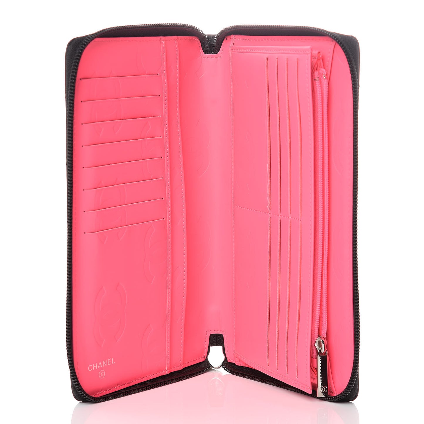 Calfskin Cambon Zip Around Organizer Wallet Black