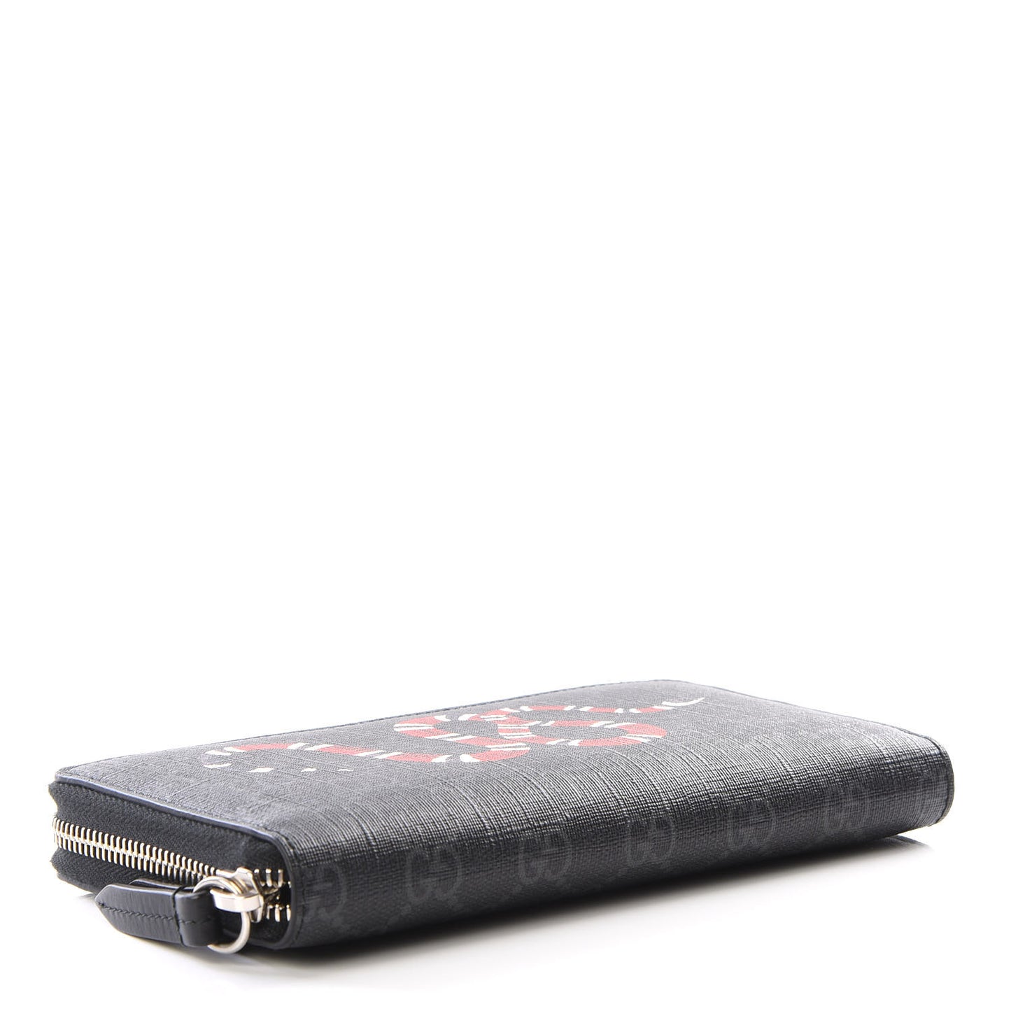 GG Supreme Monogram Kingsnake Zip Around Wallet Black Grey