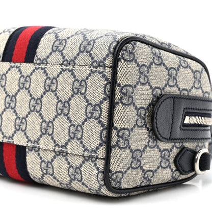 Gucci GG Supreme Monogram Textured Dollar Calfskin Web Mini Ophidia Top Handle Bag Beige Blue 9 of 10