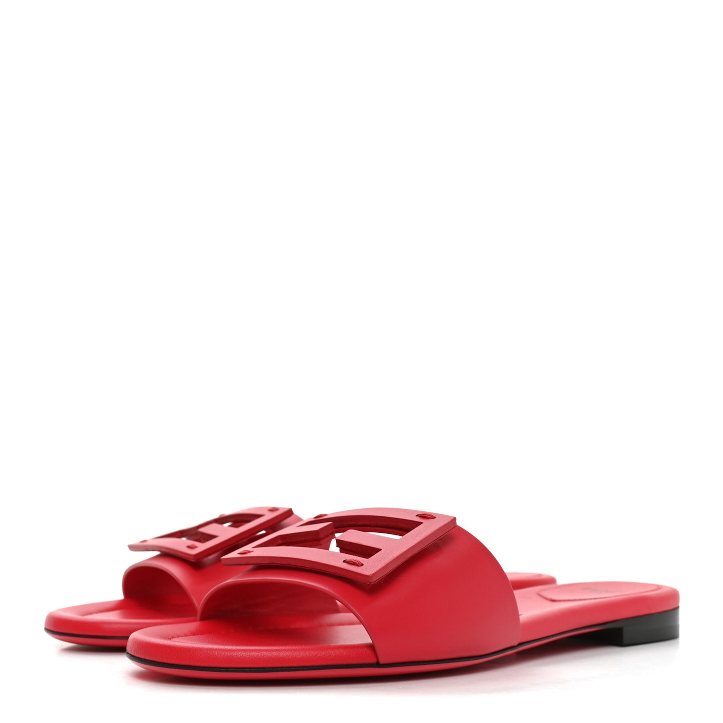 Vitello Cuoio Baguette Flat Slide Sandals 38.5 Pink Dalia