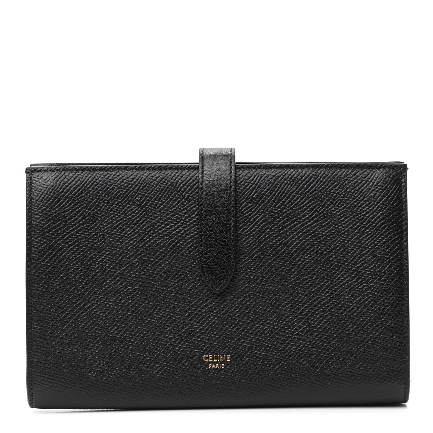 Celine Grained Calfskin Large Multifunction Strap Wallet Black 1 of 9