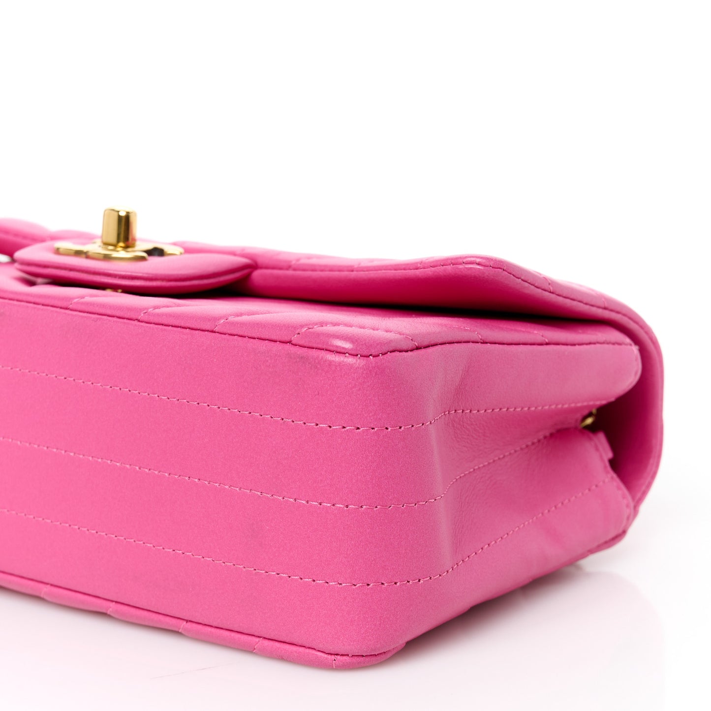 Lambskin Chevron Quilted Mini Rectangular Flap Pink