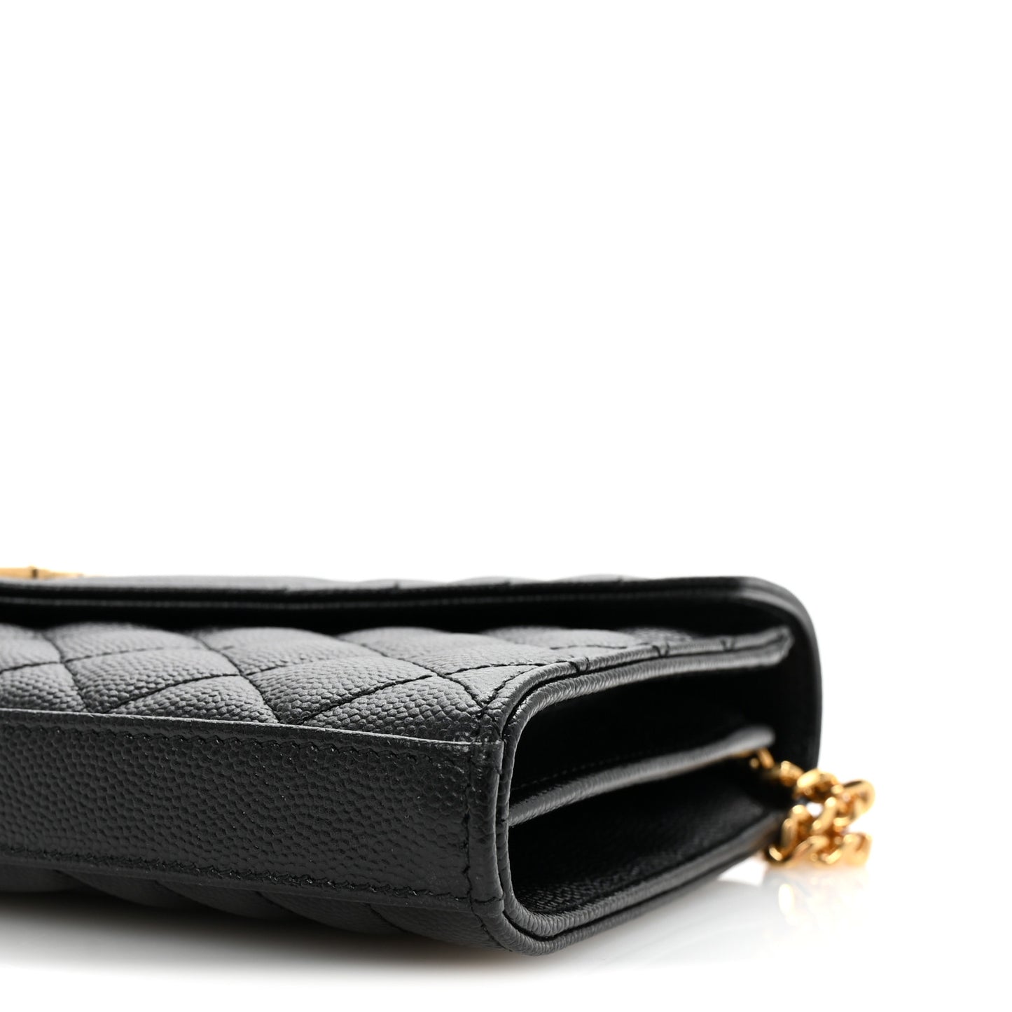 Grain De Poudre Mixed Matelasse Triquilt Monogram Chain Wallet Black