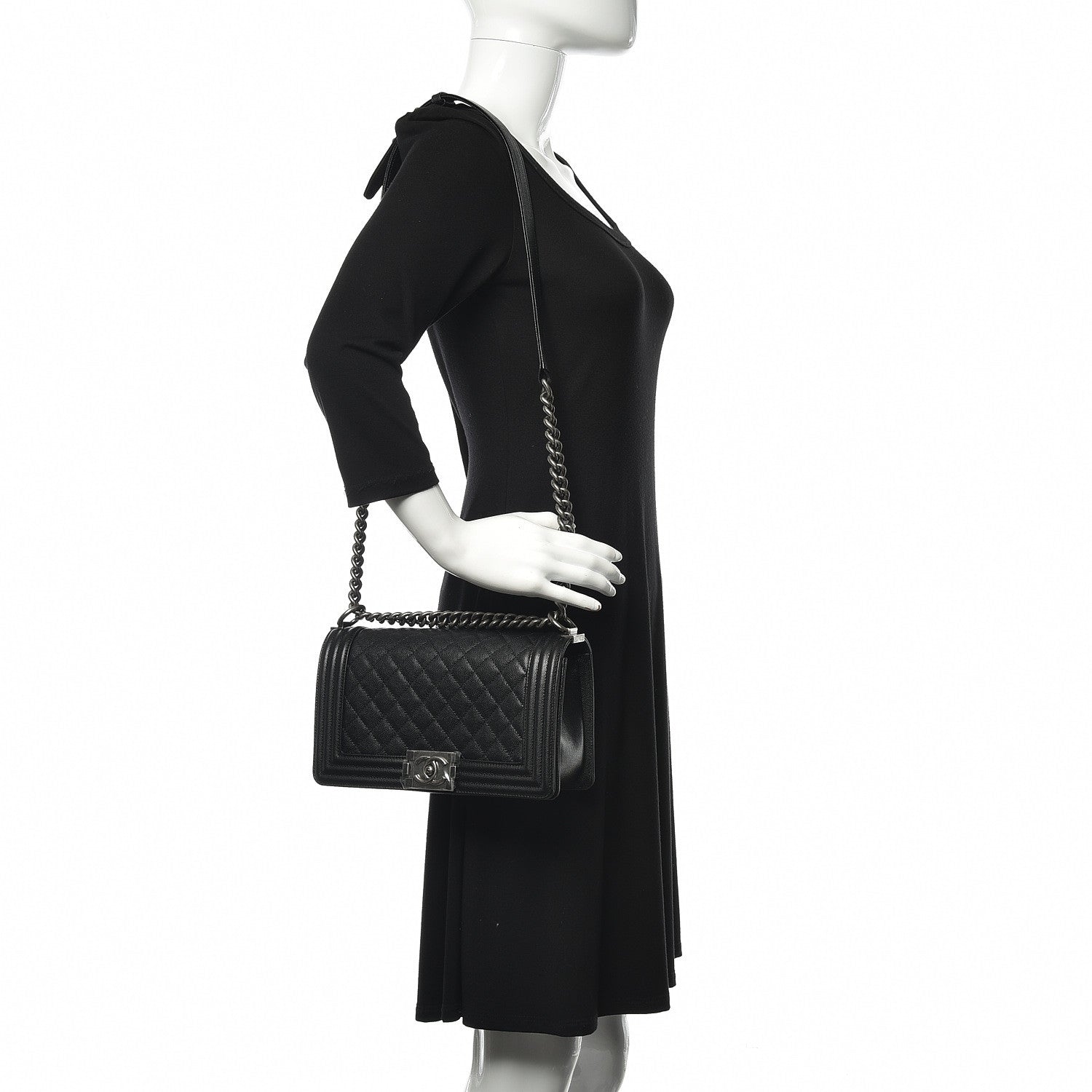 Chanel Caviar Quilted Medium Boy Flap Black 2 of 12