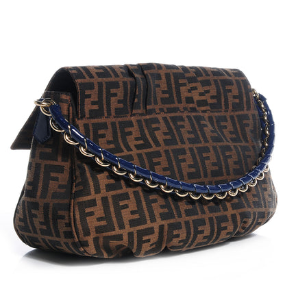 Fendi Zucca Mia Shoulder Flap Tobacco Blue 3 of 9