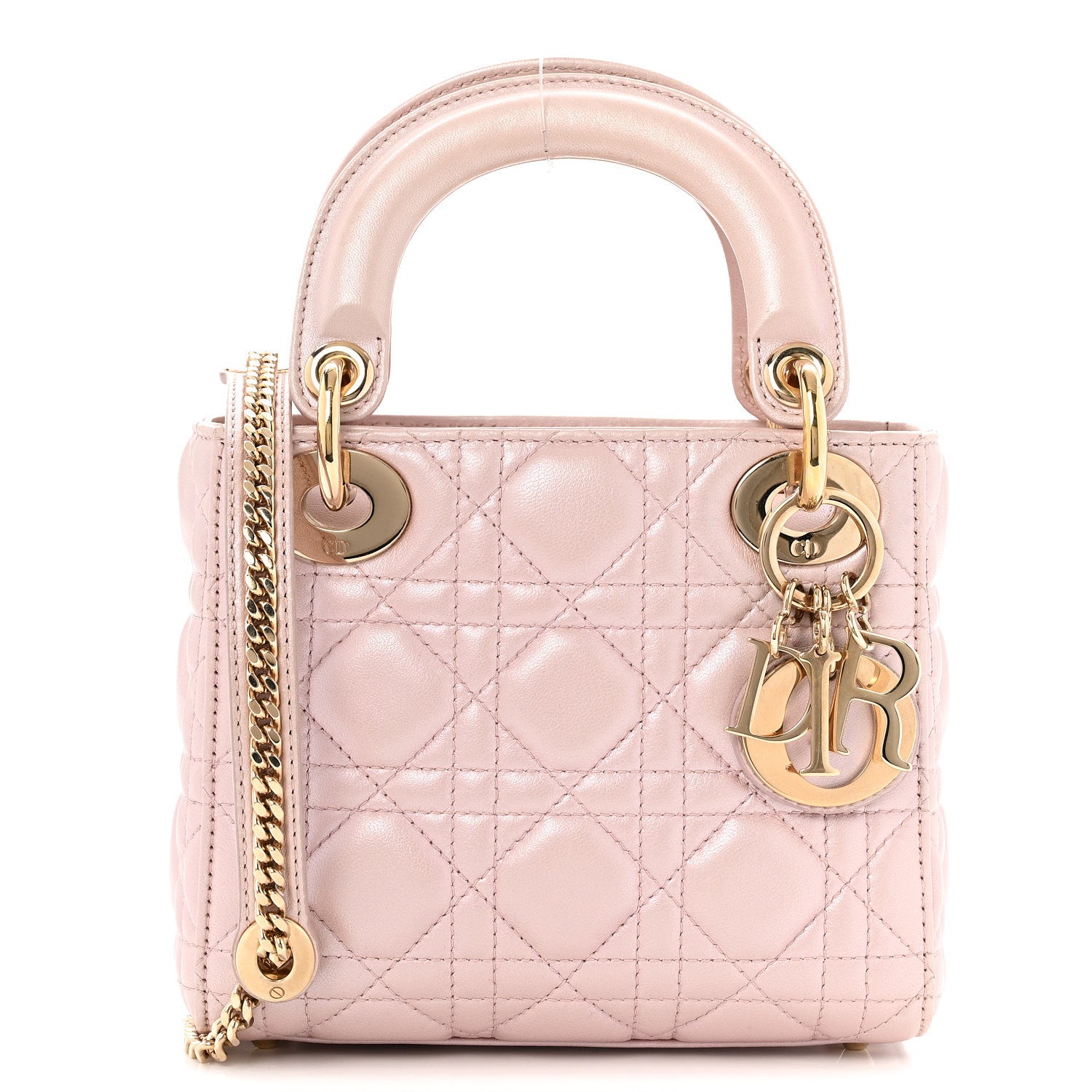 Christian Dior Metallic Lambskin Cannage Mini Lady Dior Lotus 1 of 13