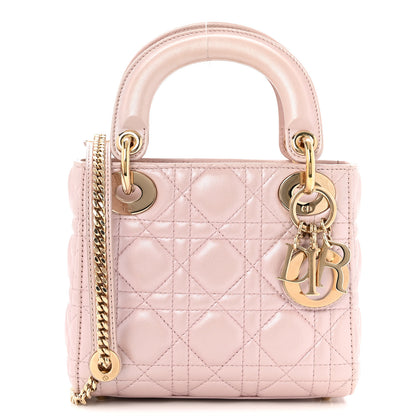 Christian Dior Metallic Lambskin Cannage Mini Lady Dior Lotus 1 of 13