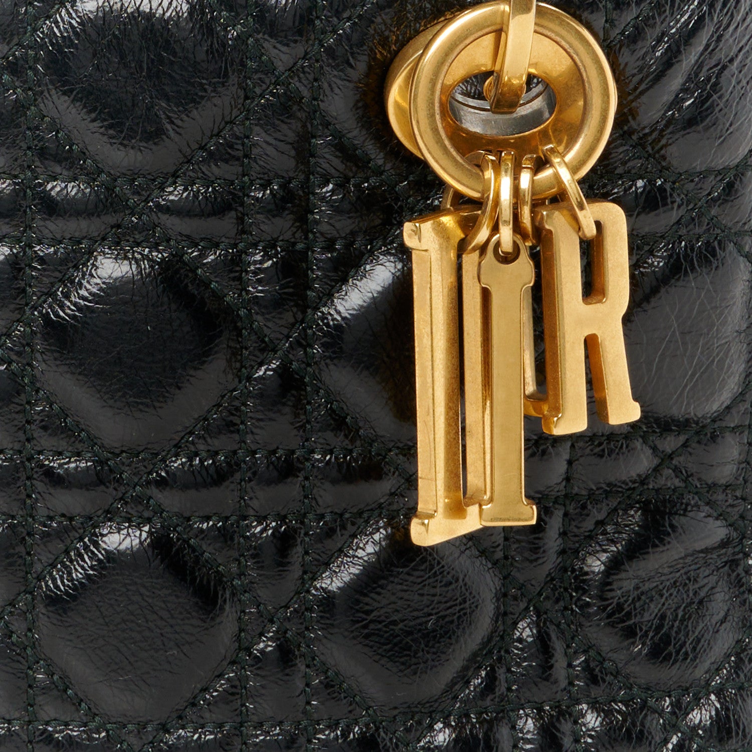 Christian Dior Crinkled Patent Cannage Small Lucky Badges My Lady Dior Black 8 of 12