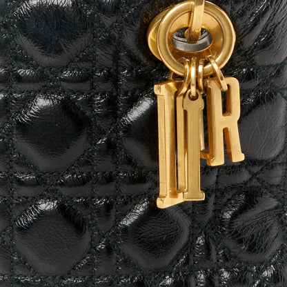 Christian Dior Crinkled Patent Cannage Small Lucky Badges My Lady Dior Black 8 of 12