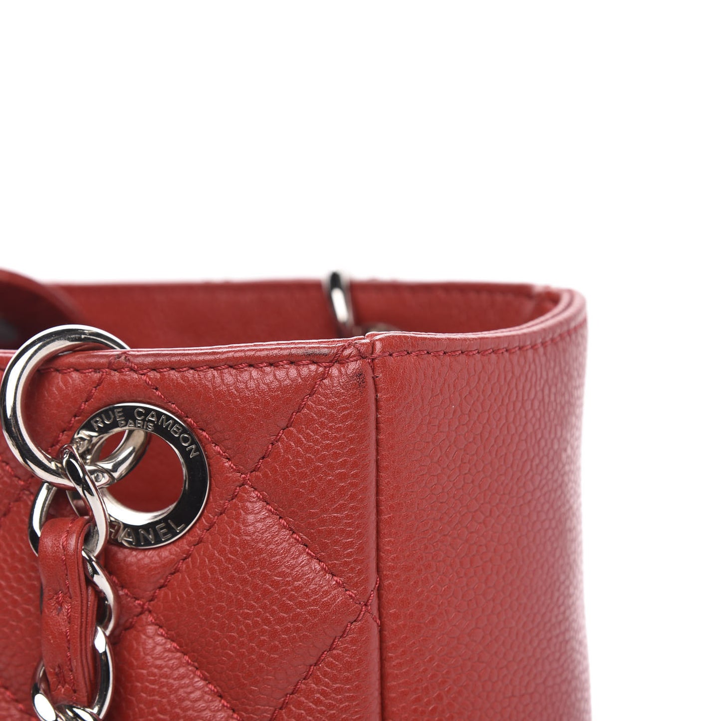 Caviar Quilted Petit Shopping Tote PST Red