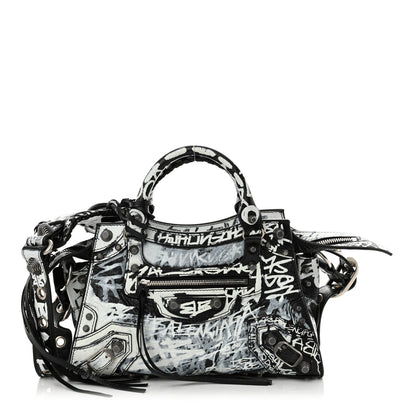 Balenciaga Agneau Arena Graffiti Neo Cagole Handbag XS Black White 1 of 11