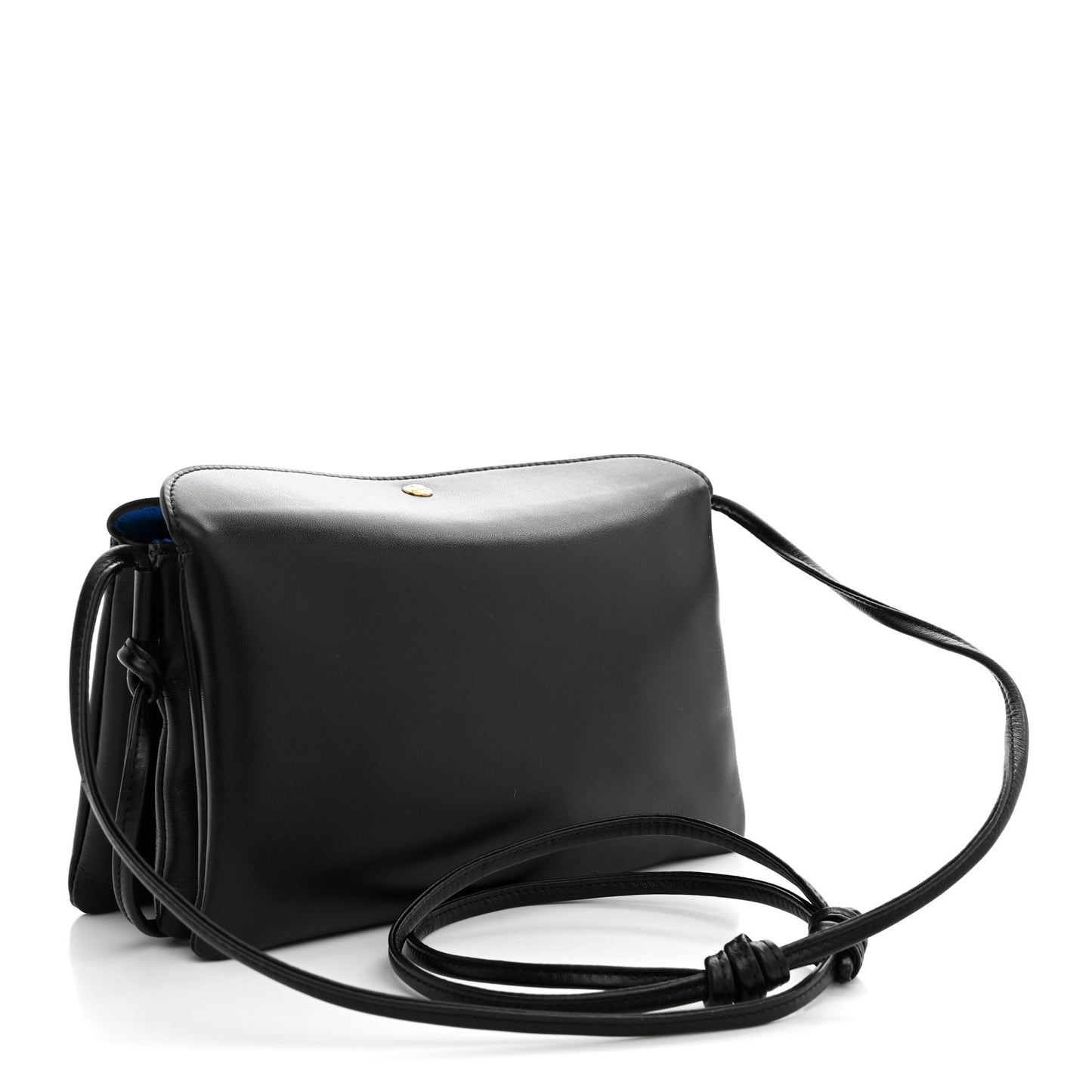 Smooth Lambskin Trio Flap Crossbody Bag Black