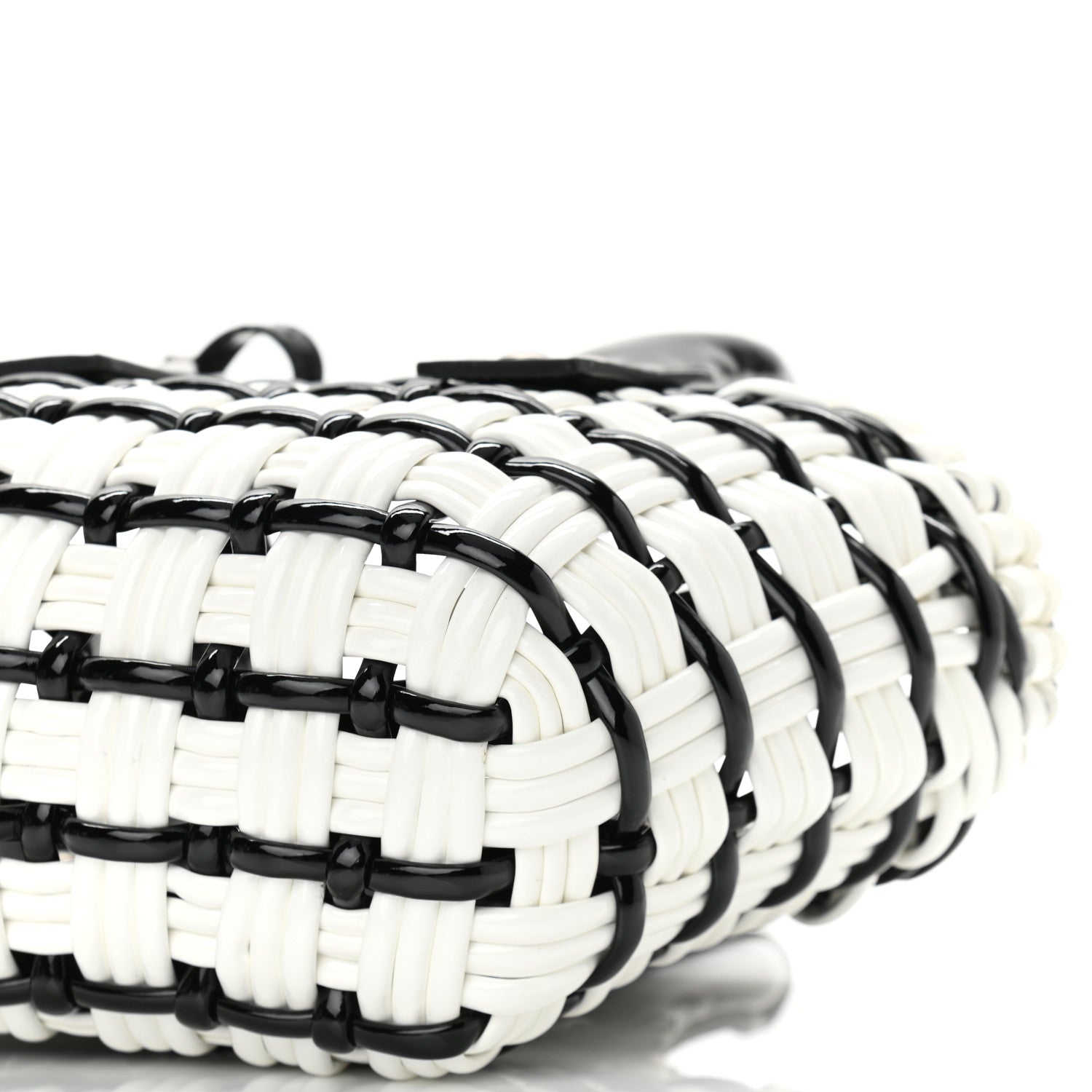 Balenciaga Faux Calfskin XXS Bistro Basket Black White 1063407