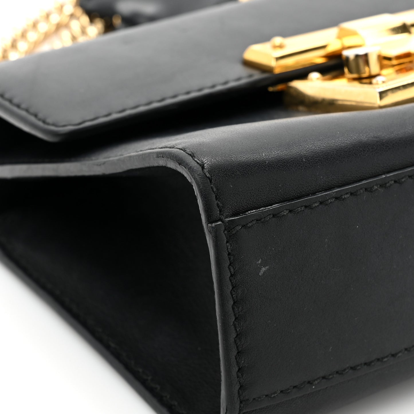 Calfskin Small Padlock Shoulder Bag Black