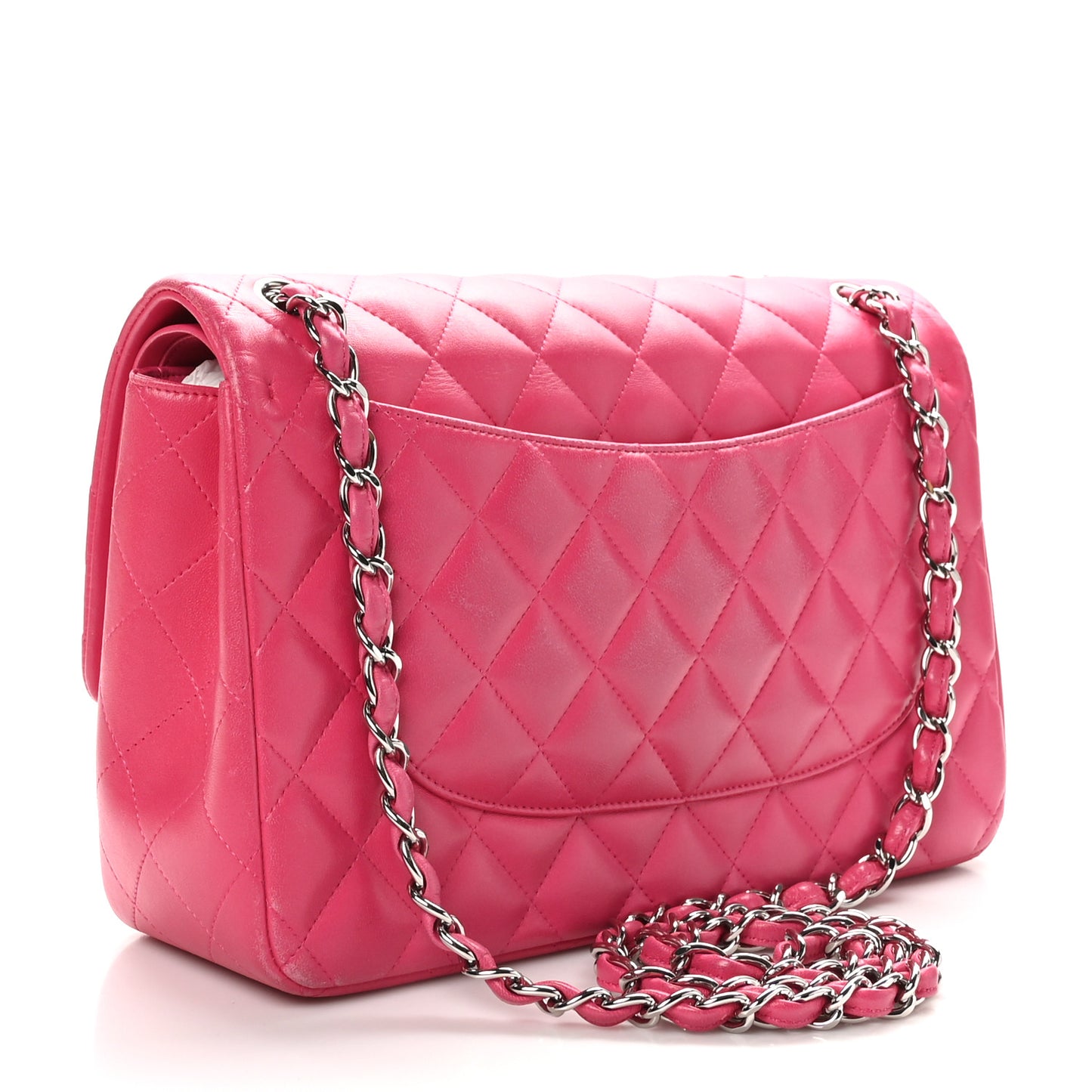 Lambskin Quilted Jumbo Double Flap Dark Pink