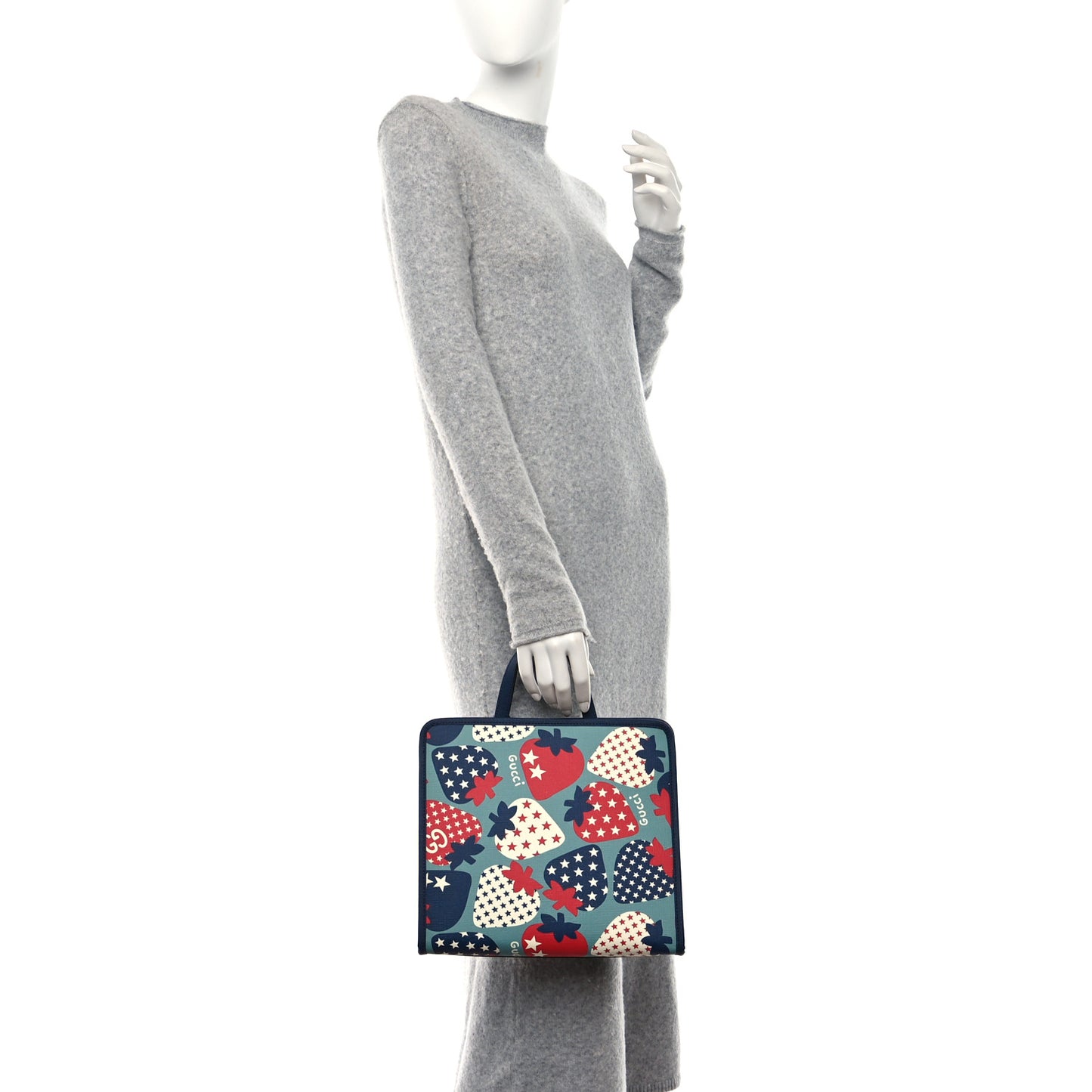Coated Canvas Strawberry Stars Childrens Tote Red White Blue