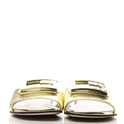 Gucci Metallic Nappa Crystal Square G Madelyn Slide Sandals 36.5 Gold 2 of 8