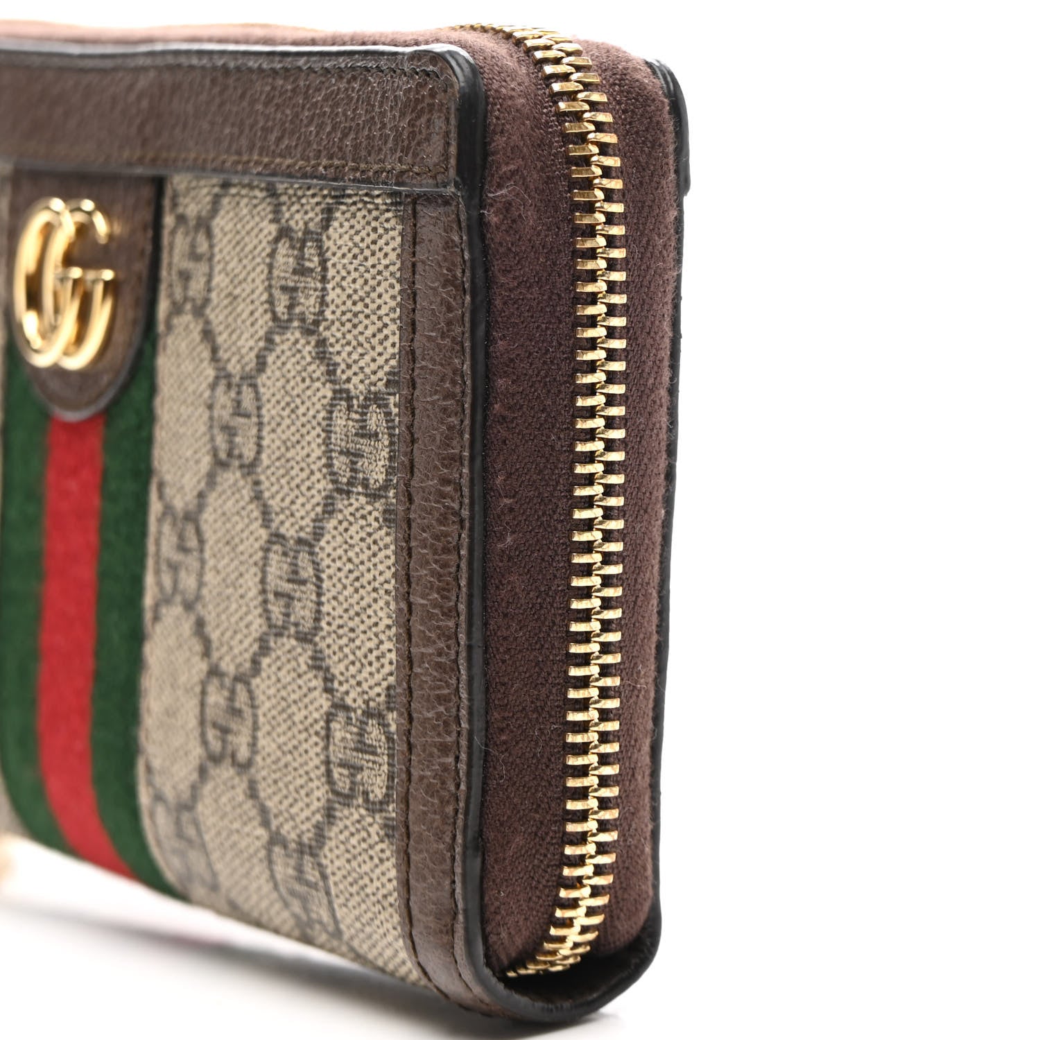 Gucci GG Supreme Monogram Web Ophidia Zip Around Wallet Brown 12 of 13