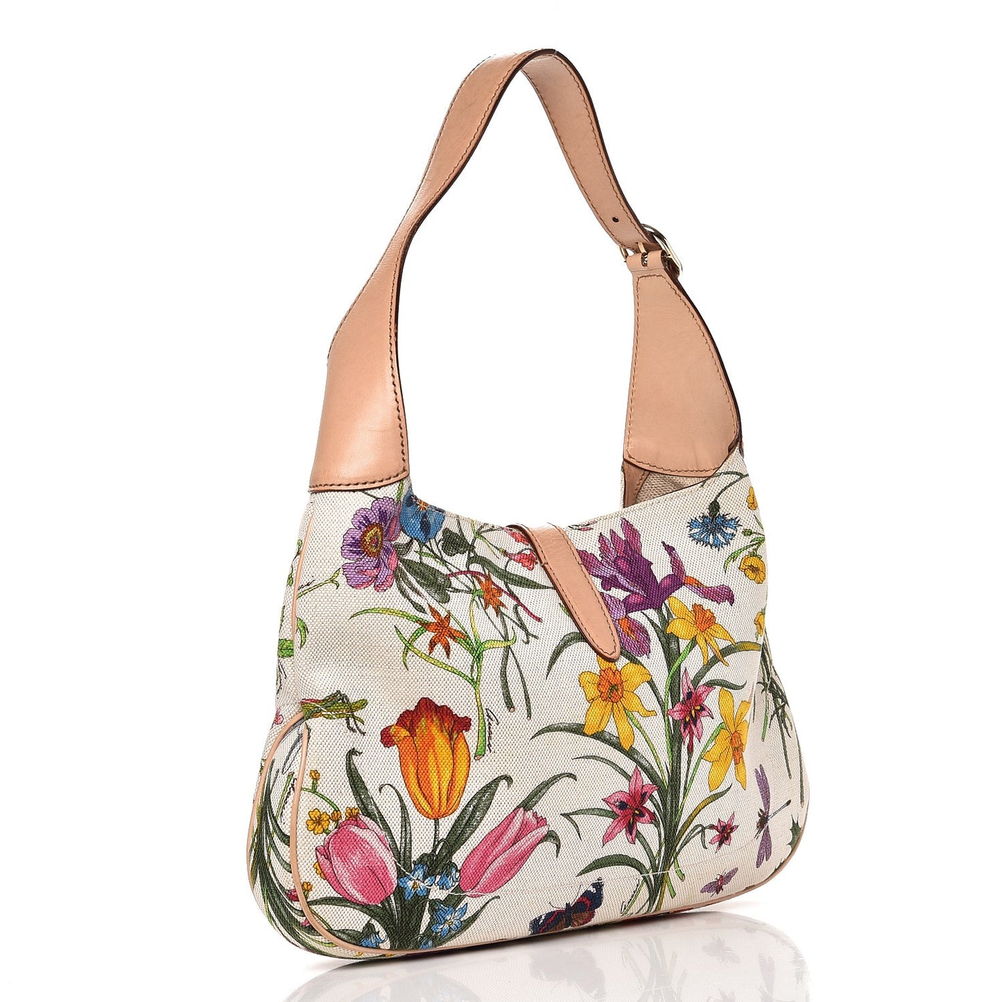 Canvas Floral Flora Small Jackie O Hobo White