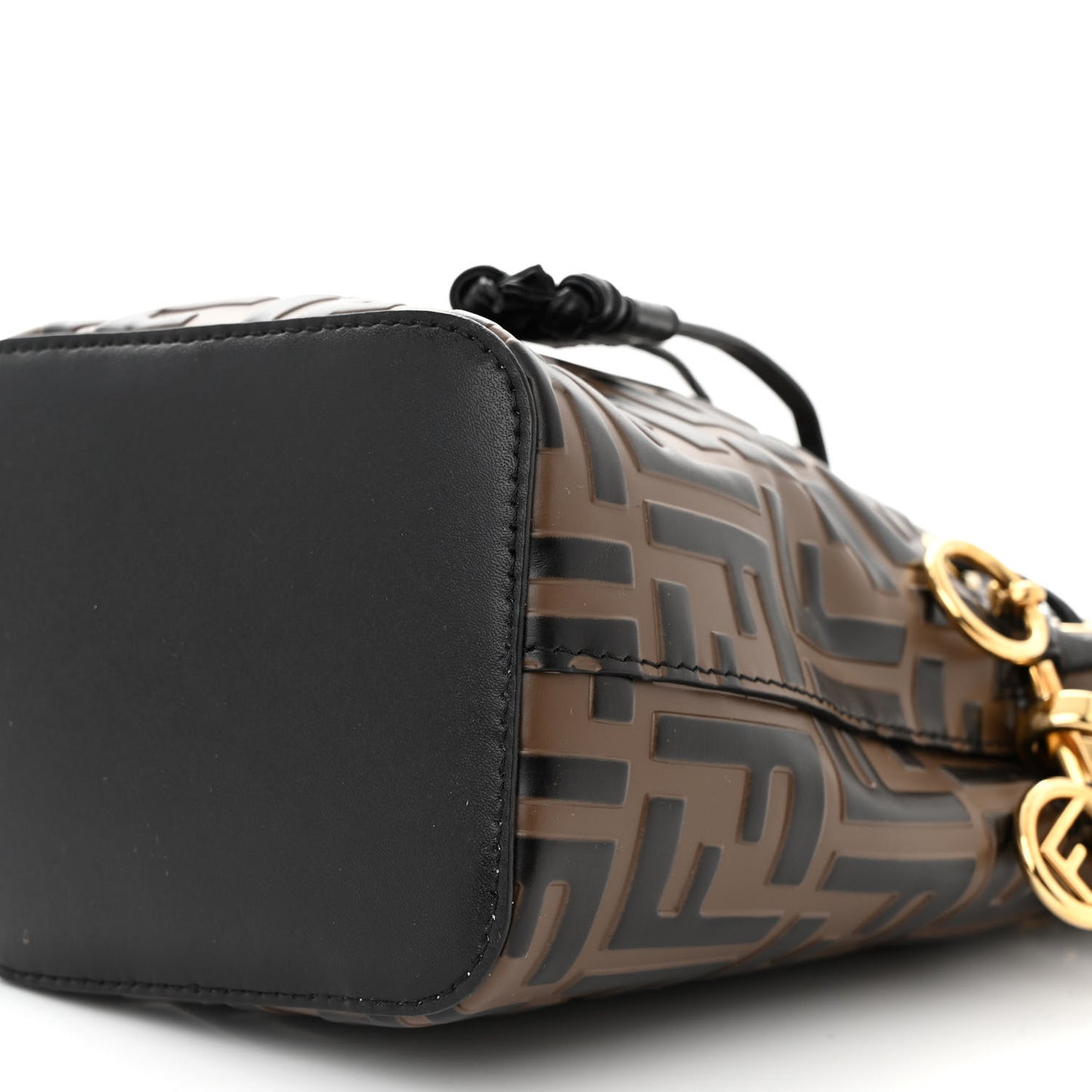 Vitello Liberty F is Fendi Bi-Color FF 1974 Embossed Mini Mon Tresor Bucket Bag Maya Black