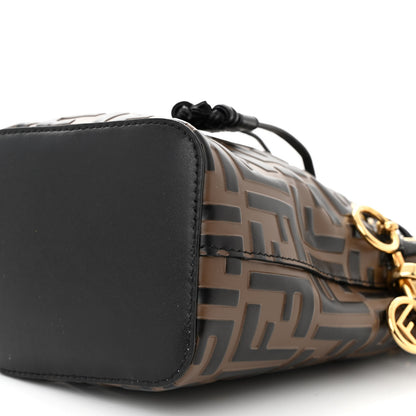 Fendi Vitello Liberty F is Fendi Bi-Color FF 1974 Embossed Mini Mon Tresor Bucket Bag Maya Black 10 of 10